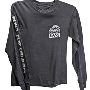 Vans Black Skull Graphic Built For Oblivion Since 1966 Long Sleeve Size S Flaw